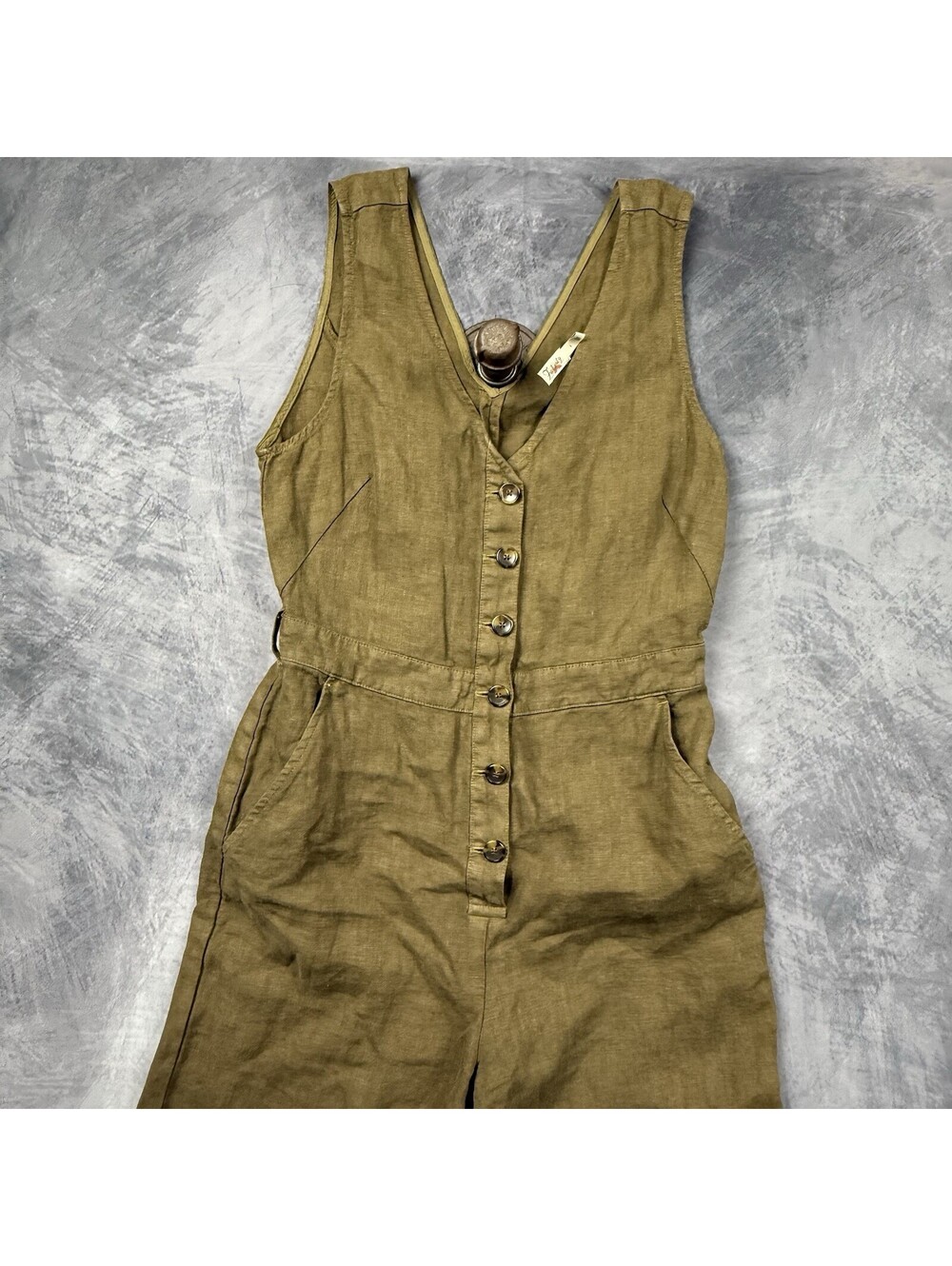 Faherty Women’s 100% Linen Alina Sleeveless Jumpsuit Size 2 - Picture 2 of 7